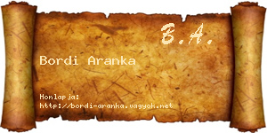 Bordi Aranka névjegykártya